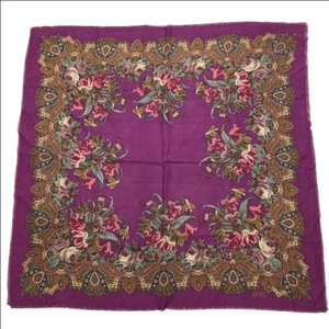 Women's Club 7 Echo Floral Paisley Scarf 33"×34" Purple Tan multicolor